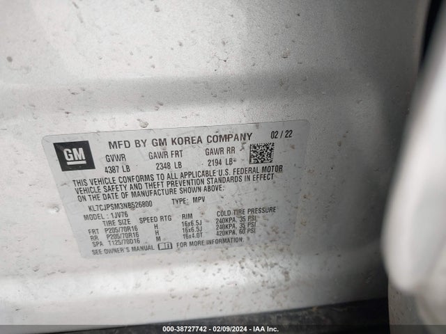 Chevrolet Trax Awd Lt 2022 KL7CJPSM3NB526800 Image 9