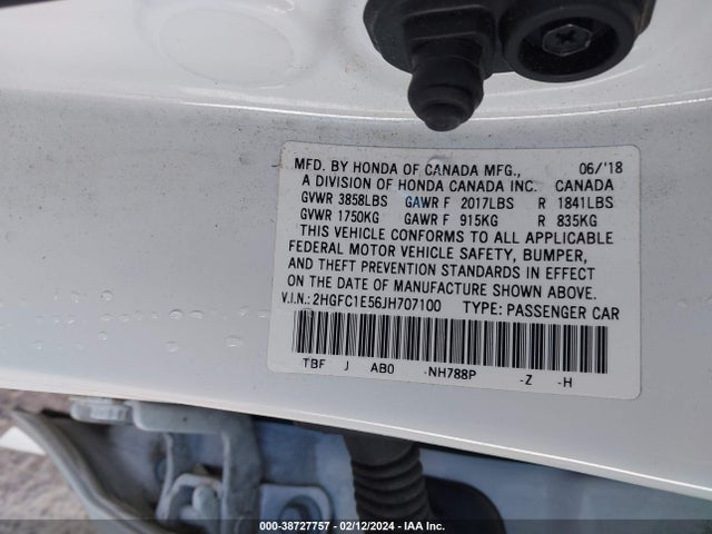 Honda CIVIC SI 2018 2HGFC1E56JH707100 Image 9