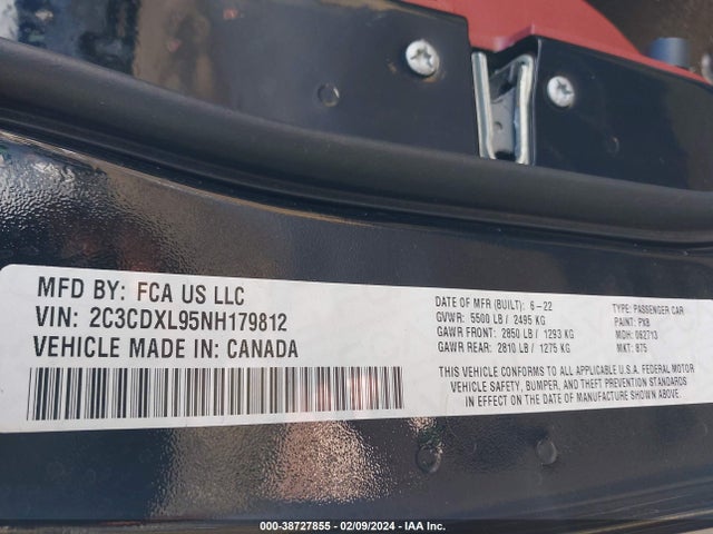 Dodge Charger Srt Hellcat Widebody 2022 2C3CDXL95NH179812 Image 9