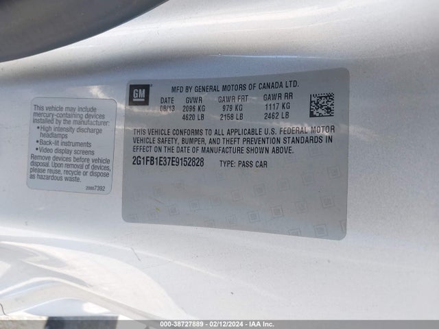 Chevrolet Camaro 1lt 2014 2G1FB1E37E9152828 Image 9
