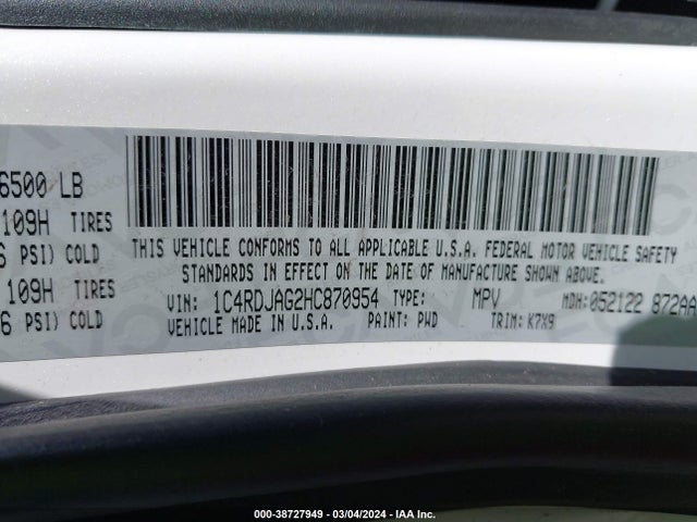 Dodge Durango Sxt Awd 2017 1C4RDJAG2HC870954 Image 9
