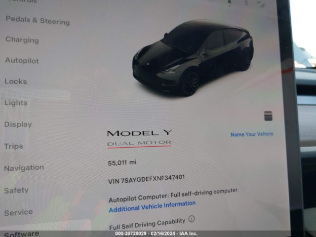 7SAYGDEFXNF347401 Tesla Model Y Performance Dual Motor All-wheel Drive