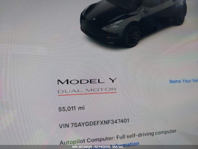 7SAYGDEFXNF347401 Tesla Model Y Performance Dual Motor All-wheel Drive