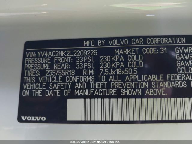 YV4AC2HK2L2209226 Volvo Xc40 T4 Momentum