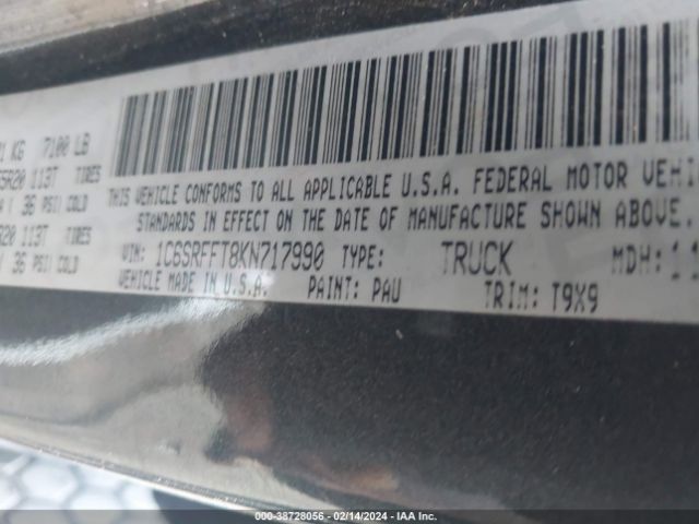 1C6SRFFT8KN717990 RAM 1500 Big Horn/lone Star  4x4 5'7 Box