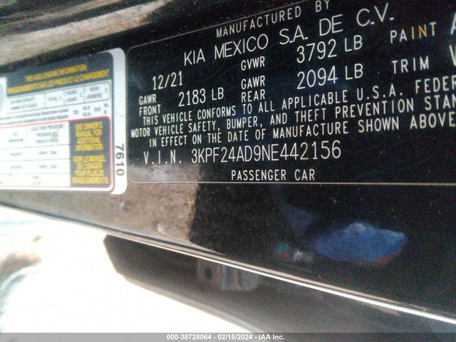 KIA Forte Lxs 2022 3KPF24AD9NE442156 Image 9