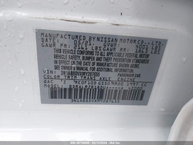 Nissan Sentra Sr Xtronic Cvt 2021 3N1AB8DVXMY287655 Image 9