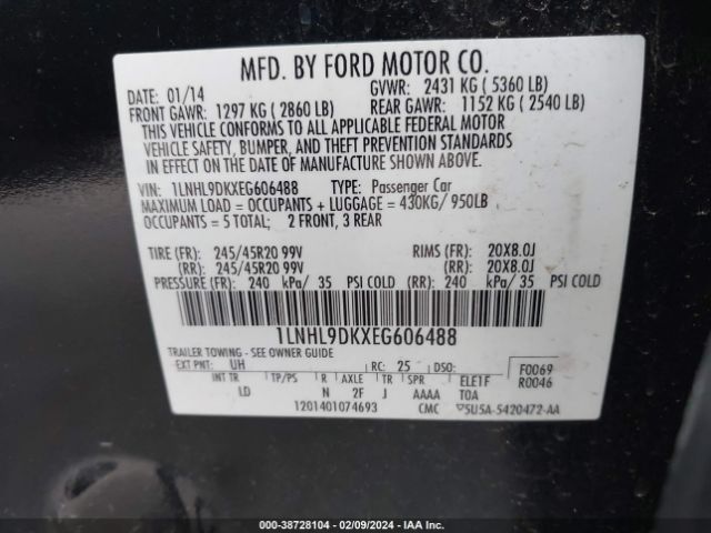 1LNHL9DKXEG606488 Lincoln MKS