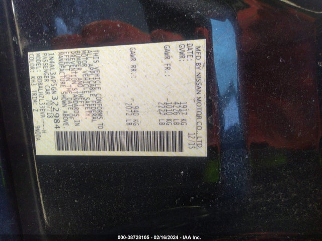 Nissan Altima 2.5 Sr 2016 1N4AL3AP5GN322984 Image 9