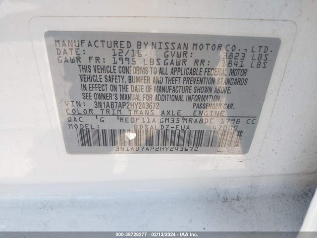 Nissan SENTRA SV 2017 3N1AB7AP2HY243672 Image 9
