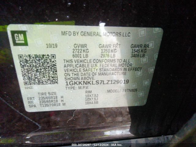 1GKKNKLS7LZ129019 GMC Acadia Fwd Sle