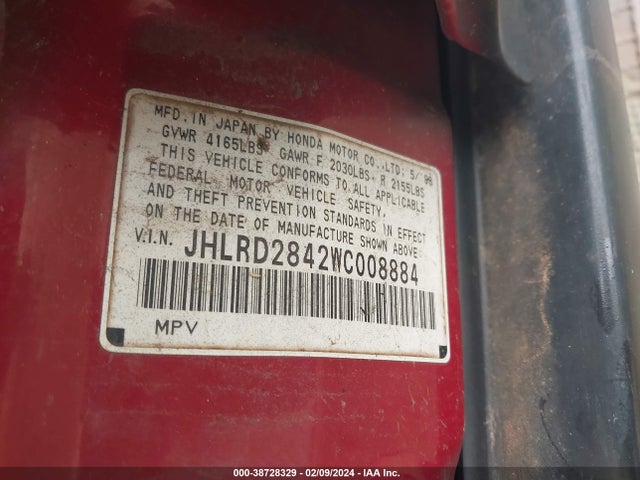 1998 HONDA CR-V LX VIN: JHLRD2842WC008884