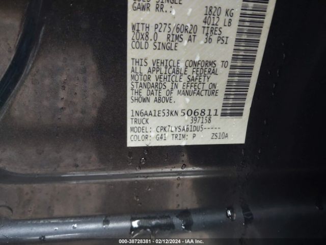 1N6AA1E53KN506811 Nissan Titan Platinum Reserve