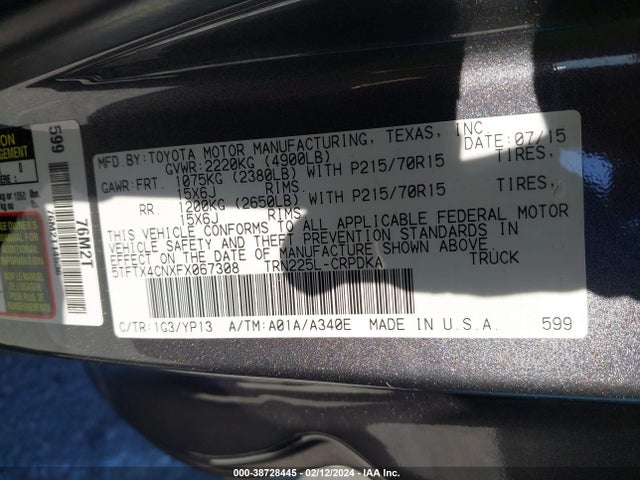 Toyota Tacoma 2015 5TFTX4CNXFX067308 Image 9