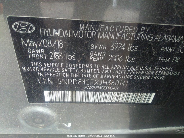 Hyundai Elantra Value Edition 2018 5NPD84LFXJH360141 Image 9