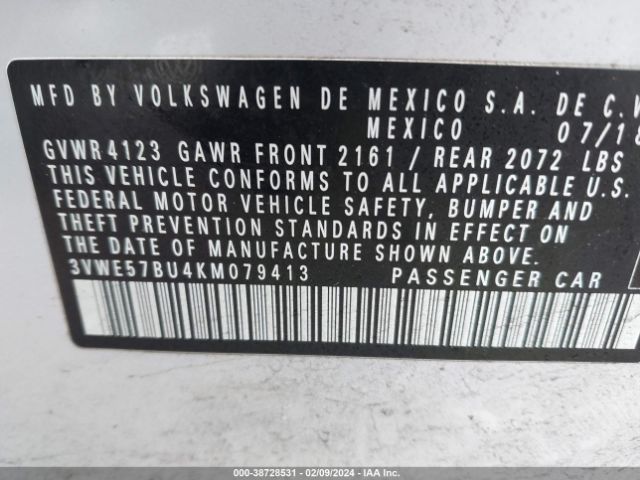 3VWE57BU4KM079413 Volkswagen Jetta 1.4t Sel