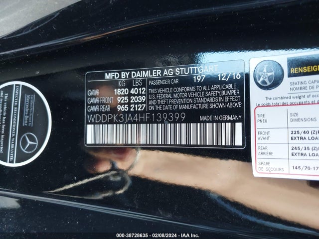 Mercedes-Benz Slc 300 2017 WDDPK3JA4HF139399 Image 9