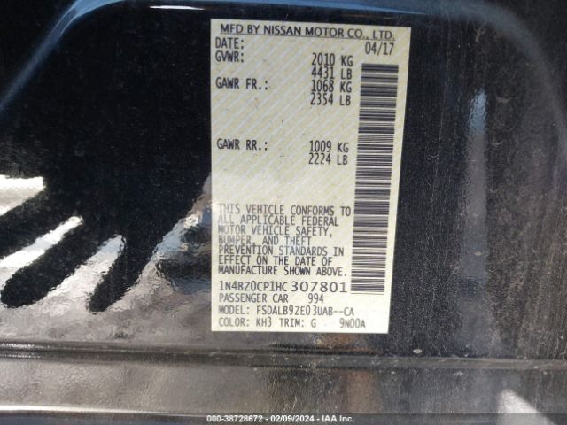 2017 NISSAN LEAF 1N4BZ0CP1HC307801 Photo 8