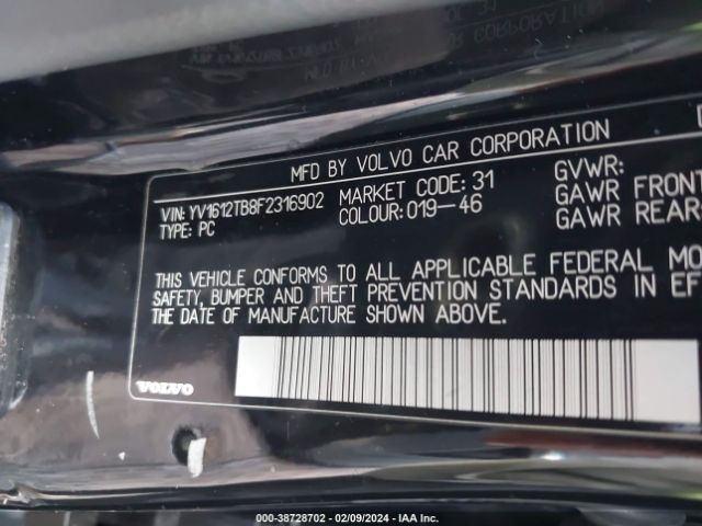 YV1612TB8F2316902 Volvo S60 T5 Premier