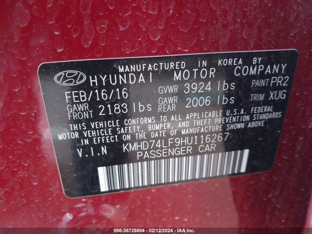 Hyundai ELANTRA SE 2017 KMHD74LF9HU116267 Image 9