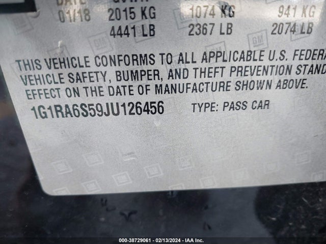 Chevrolet VOLT LT 2018 1G1RA6S59JU126456 Image 9