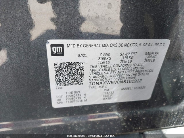 Chevrolet Equinox Awd Rs 2022 3GNAXWEV0NS101912 Image 9