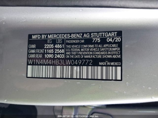 W1N4M4HB3LW049772 Mercedes-Benz Glb 250 4matic