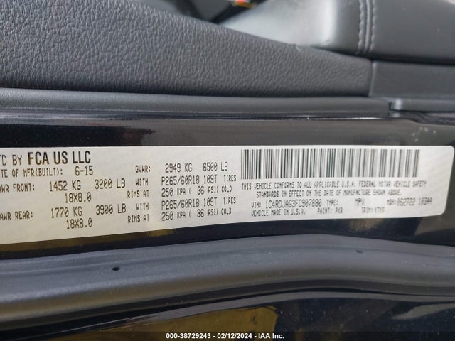 Dodge Durango Sxt 2015 1C4RDJAG3FC907880 Image 9