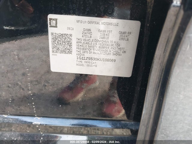 Chevrolet IMPALA LT 2019 1G11Z5S30KU108069 Image 9