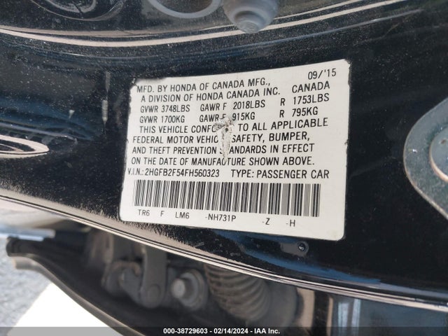 Honda Civic Lx 2015 2HGFB2F54FH560323 Image 9