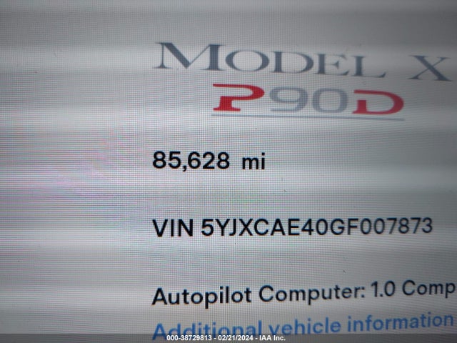 Tesla Model X 60d/p100d/p90d 2016 5YJXCAE40GF007873 Image 15