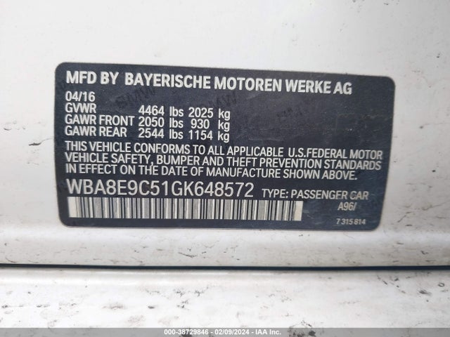 BMW 328I 2016 WBA8E9C51GK648572 Image 27