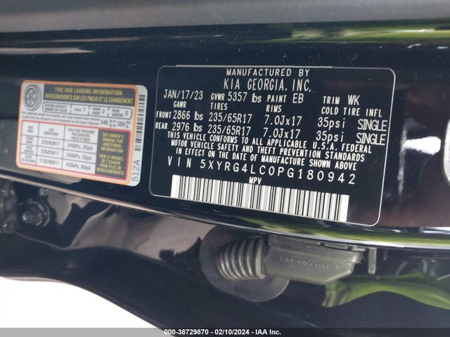 KIA SORENTO LX 2023 5XYRG4LC0PG180942 Image 9