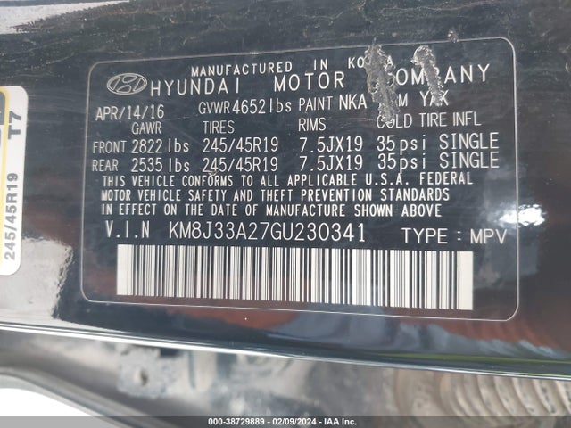 Hyundai Tucson Limited 2016 KM8J33A27GU230341 Image 9