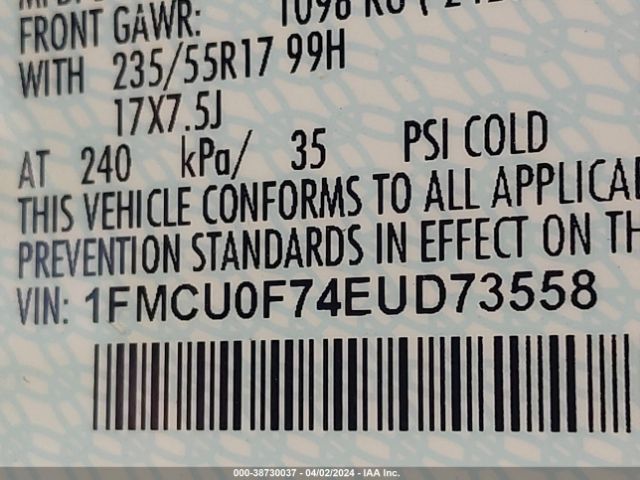 1FMCU0F74EUD73558 Ford ESCAPE S