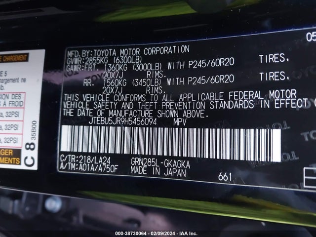 Toyota 4runner Limited 2017 JTEBU5JR9H5456094 Image 9