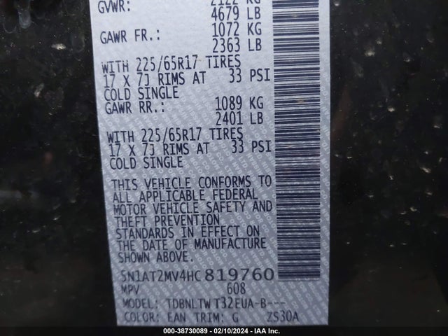 Nissan ROGUE SV 2017 5N1AT2MV4HC819760 Image 9