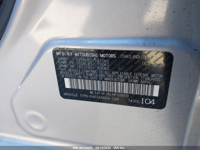 Mitsubishi Mirage G4 Es 2020 ML32F3FJ6LHF02659 Image 9