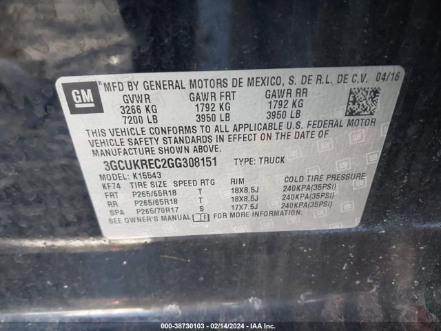 Chevrolet Silverado 1500 1lt 2016 3GCUKREC2GG308151 Image 9
