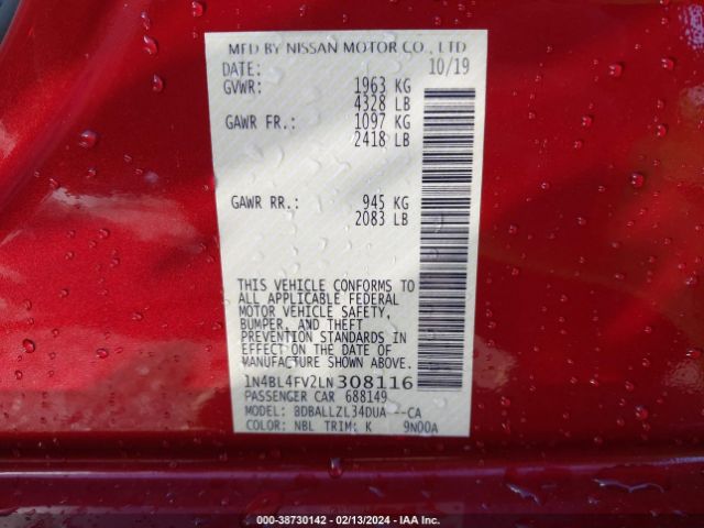1N4BL4FV2LN308116 Nissan Altima Platinum Fwd