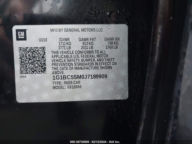Chevrolet Cruze Ls Auto 2018 1G1BC5SM0J7189909 Image 9