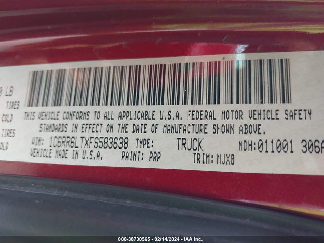 RAM 1500 Lone Star 2015 1C6RR6LTXFS583638 Image 9