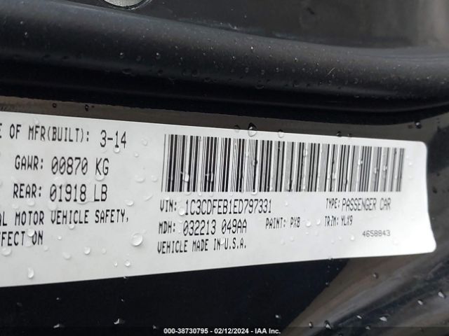 1C3CDFEB1ED797331 Dodge DART GT