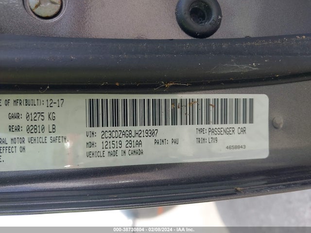 Dodge Challenger Sxt 2018 2C3CDZAG8JH219307 Image 9