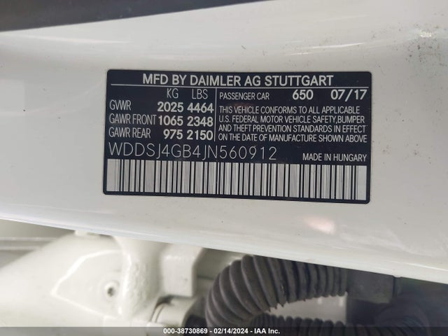 WDDSJ4GB4JN560912 Mercedes-Benz CLA 250 4MATIC