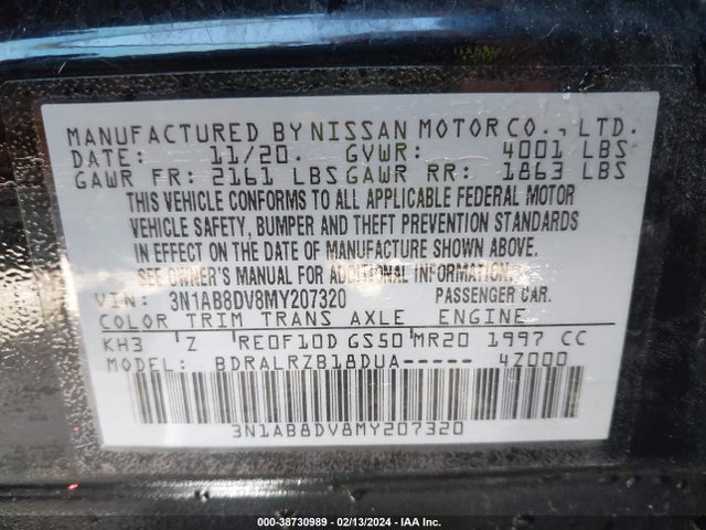 Nissan Sentra Sr Xtronic Cvt 2021 3N1AB8DV8MY207320 Image 9