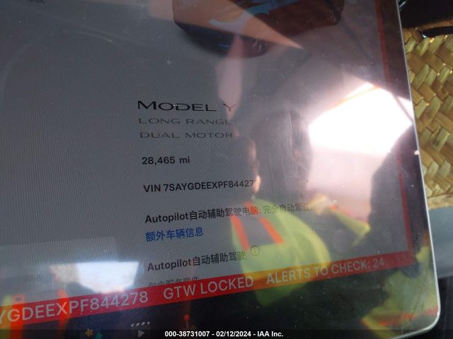7SAYGDEEXPF844278 Tesla Model Y Awd/long Range Dual Motor All-wheel Drive