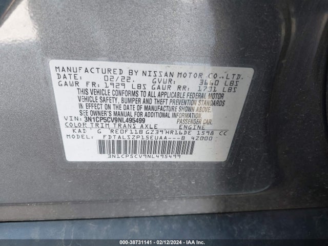 Nissan Kicks Sv Xtronic Cvt 2022 3N1CP5CV9NL495499 Image 9