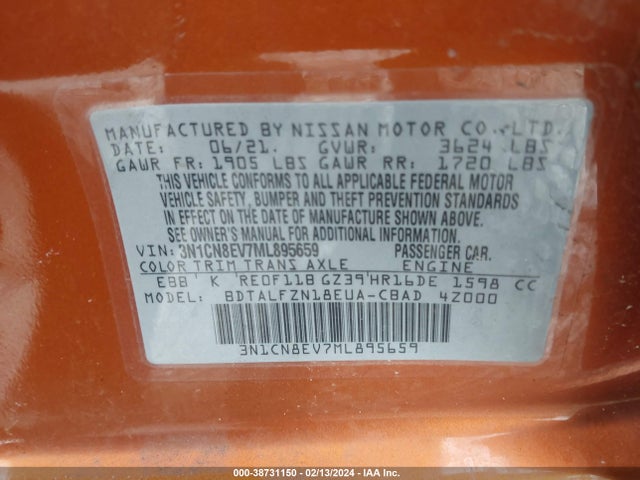 Nissan Versa Sv Xtronic Cvt 2021 3N1CN8EV7ML895659 Image 9