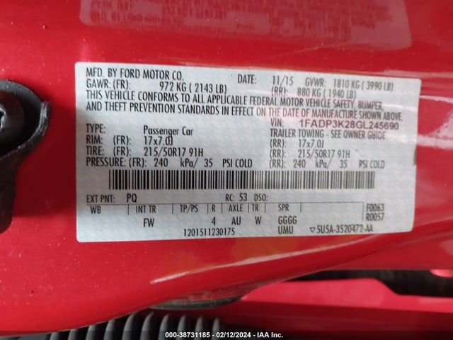 Ford FOCUS SE 2016 1FADP3K28GL245690 Image 9